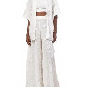 Diarrablu Jant Wide-Leg Pants Flowy Beach Cotton Kheff Blanc White Women Size XS